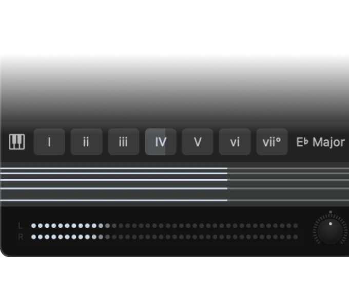 Chord player bar with roman numeral triads in E-flat major