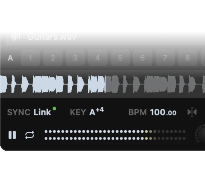 Sync row reading SYNC Link with the project tempo at 100 BPM
