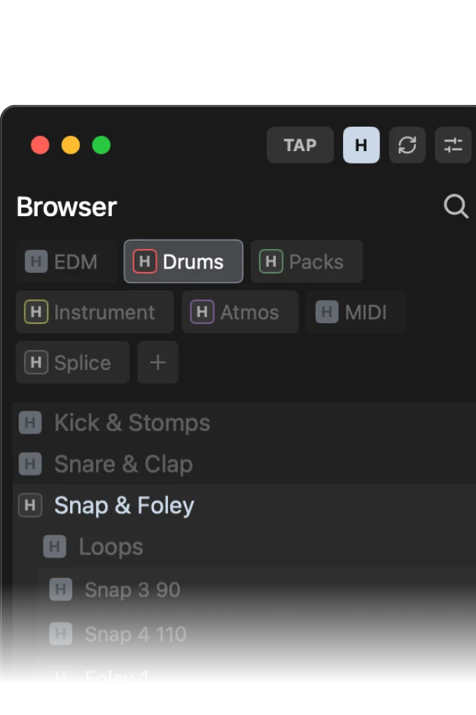 Hide mode with H toggles on every row of the browser