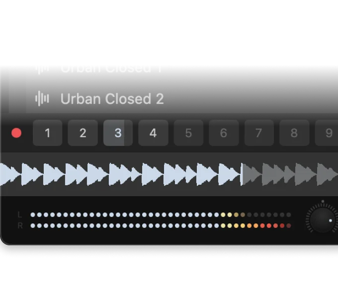 Hotkey bar with nine numbered slots above the waveform preview