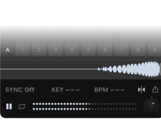 A reversed waveform preview with the flip button on the sync row