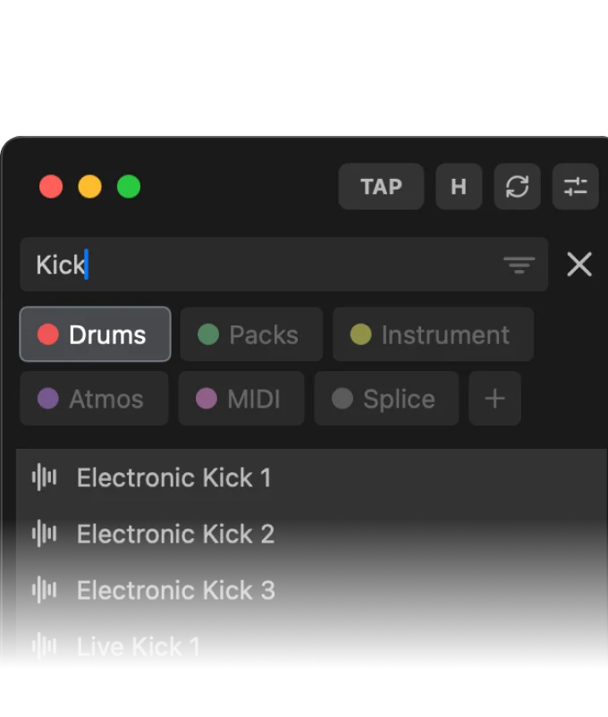 Searching for “Kick” with instant results in the browser
